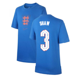 2020-2021 England Nike Evergreen Crest Tee (Blue) - Kids (Shaw 3)