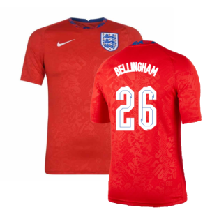2020-2021 England Pre-Match Training Shirt (Red) (Bellingham 26)