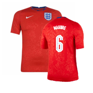 2020-2021 England Pre-Match Training Shirt (Red) (Maguire 6)