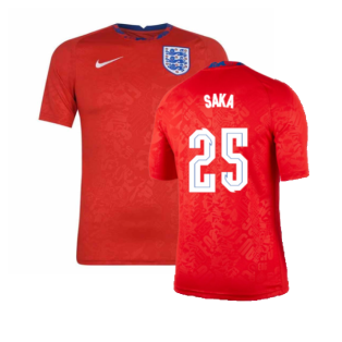 2020-2021 England Pre-Match Training Shirt (Red) (Saka 25)