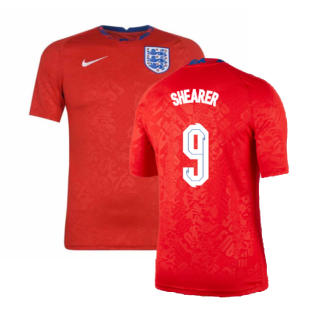 2020-2021 England Pre-Match Training Shirt (Red) (SHEARER 9)