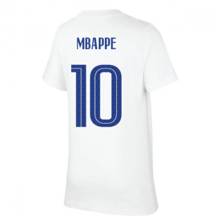 2020-2021 France Nike Evergreen Crest Tee (White) (MBAPPE 10)