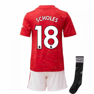 2020-2021 Man Utd Adidas Home Little Boys Mini Kit (SCHOLES 18)