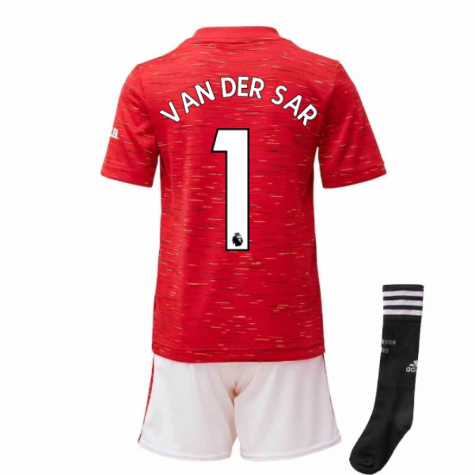 2020-2021 Man Utd Adidas Home Little Boys Mini Kit (VAN DER SAR 1)