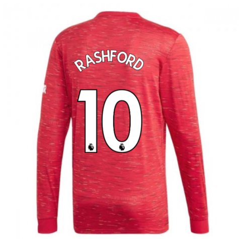 2020-2021 Man Utd Adidas Home Long Sleeve Shirt (RASHFORD 10)