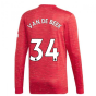 2020-2021 Man Utd Adidas Home Long Sleeve Shirt (VAN DE BEEK 34)