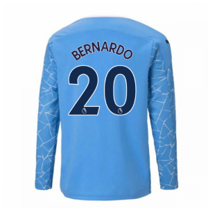 2020-2021 Manchester City Puma Home Long Sleeve Shirt (Kids) (BERNARDO 20)