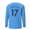 2020-2021 Manchester City Puma Home Long Sleeve Shirt (Kids) (DE BRUYNE 17)