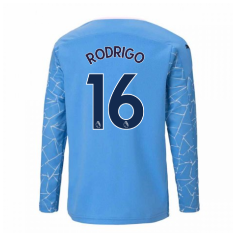 2020-2021 Manchester City Puma Home Long Sleeve Shirt (Kids) (RODRIGO 16)