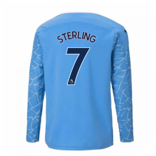 2020-2021 Manchester City Puma Home Long Sleeve Shirt (Kids) (STERLING 7)
