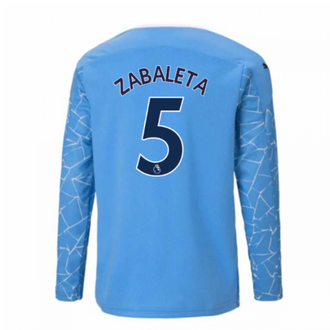 2020-2021 Manchester City Puma Home Long Sleeve Shirt (Kids) (ZABALETA 5)
