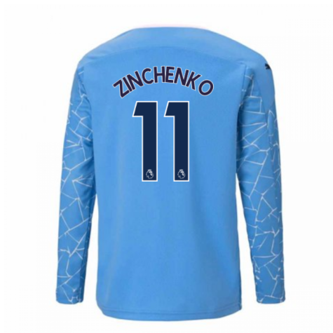 2020-2021 Manchester City Puma Home Long Sleeve Shirt (Kids) (ZINCHENKO 11)