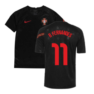 2020-2021 Portugal Pre-Match Training Shirt (Black) - Kids (B Fernandes 11)