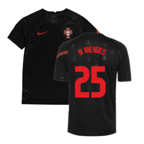 2020-2021 Portugal Pre-Match Training Shirt (Black) - Kids (N MENDES 25)