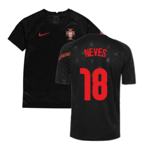 2020-2021 Portugal Pre-Match Training Shirt (Black) - Kids (Neves 18)