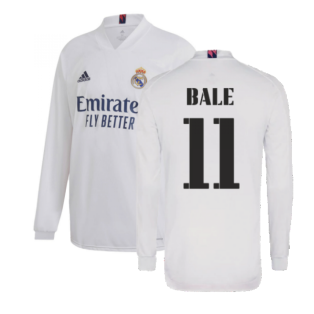 2020-2021 Real Madrid Long Sleeve Home Shirt (BALE 11)