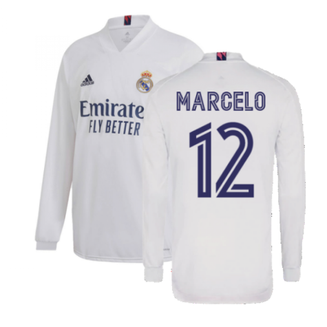2020-2021 Real Madrid Long Sleeve Home Shirt (MARCELO 12)