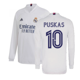 2020-2021 Real Madrid Long Sleeve Home Shirt (PUSKAS 10)