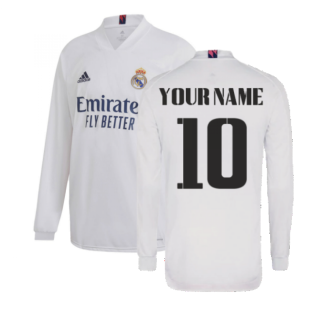 2020-2021 Real Madrid Long Sleeve Home Shirt (Your Name)