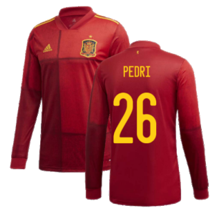 2020-2021 Spain Home Adidas Long Sleeve Shirt (PEDRI 26)