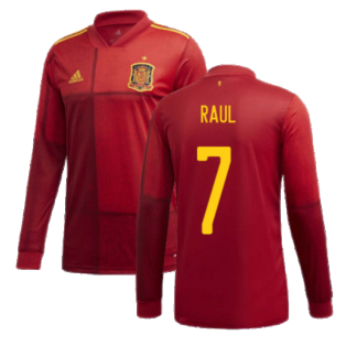 2020-2021 Spain Home Adidas Long Sleeve Shirt (RAUL 7)