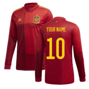 2020-2021 Spain Home Adidas Long Sleeve Shirt (Your Name)