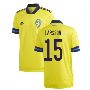 2020-2021 Sweden Home Adidas Football Shirt (LARSSON 15)