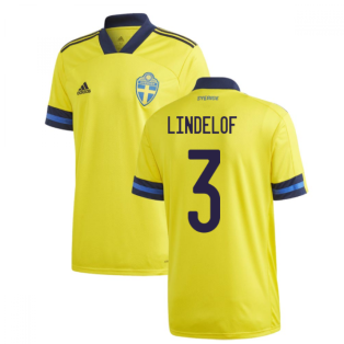 2020-2021 Sweden Home Adidas Football Shirt (LINDELOF 3)