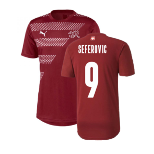 2020-2021 Switzerland Stadium Jersey (Pomegranate) (SEFEROVIC 9)