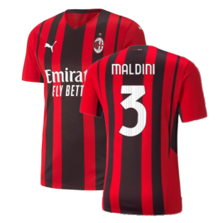 2021-2022 AC Milan Authentic Home Shirt (MALDINI 3)
