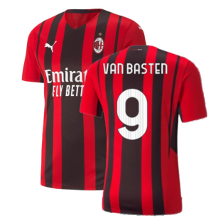 2021-2022 AC Milan Authentic Home Shirt (VAN BASTEN 9)