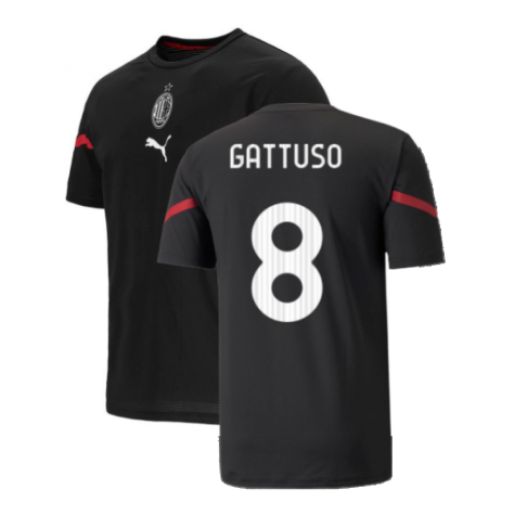 2021-2022 AC Milan Pre-Match Jersey (Black) (GATTUSO 8)