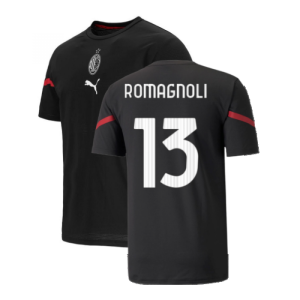 2021-2022 AC Milan Pre-Match Jersey (Black) (ROMAGNOLI 13)