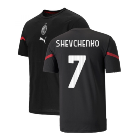 2021-2022 AC Milan Pre-Match Jersey (Black) (SHEVCHENKO 7)