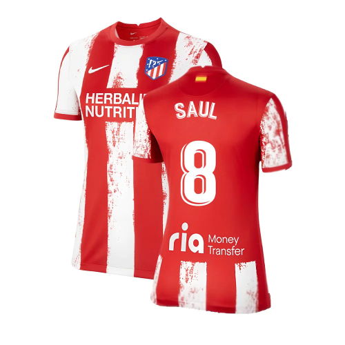 2021-2022 Atletico Madrid Womens Home Shirt (SAUL 8) 2021-2022 Atletico Madrid Womens Home Shirt (SAUL 8)