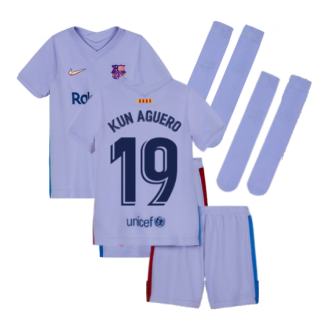 2021-2022 Barcelona Away Mini Kit (Kids) (KUN AGUERO 19)