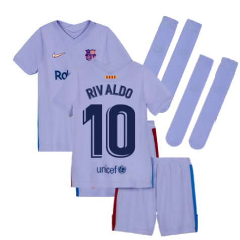 2021-2022 Barcelona Away Mini Kit (Kids) (RIVALDO 10)