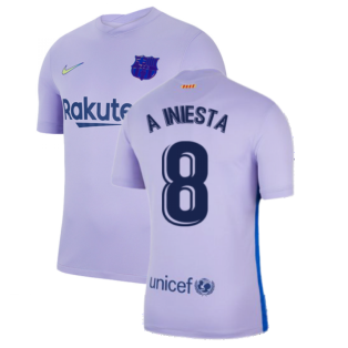 2021-2022 Barcelona Away Shirt (Kids) (A INIESTA 8)