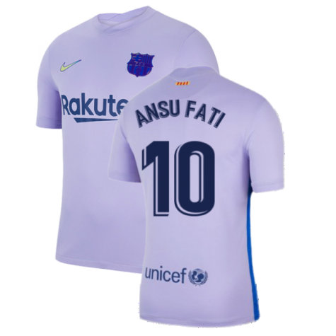 2021-2022 Barcelona Away Shirt (Kids) (ANSU FATI 10)