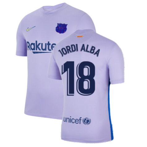 2021-2022 Barcelona Away Shirt (Kids) (JORDI ALBA 18)
