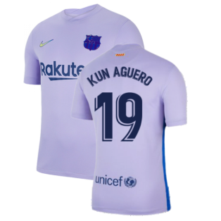 2021-2022 Barcelona Away Shirt (Kids) (KUN AGUERO 19)