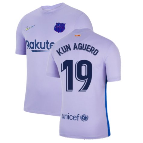 2021-2022 Barcelona Away Shirt (Kids) (KUN AGUERO 19)