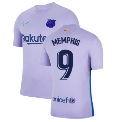 2021-2022 Barcelona Away Shirt (Kids) (MEMPHIS 9)