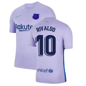 2021-2022 Barcelona Away Shirt (Kids) (RIVALDO 10)