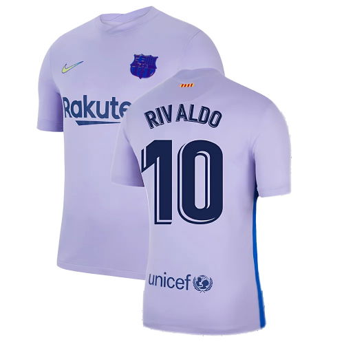 2021-2022 Barcelona Away Shirt (Kids) (RIVALDO 10)