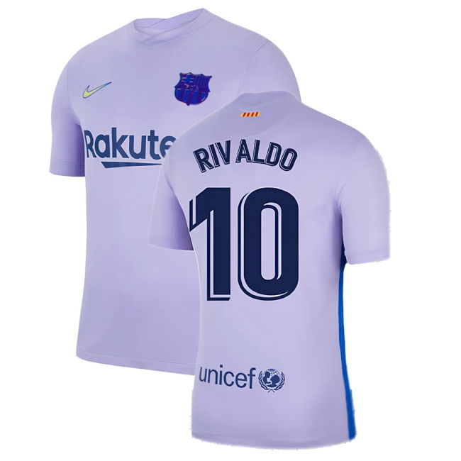 2021-2022 Barcelona Away Shirt (Kids) (RIVALDO 10)