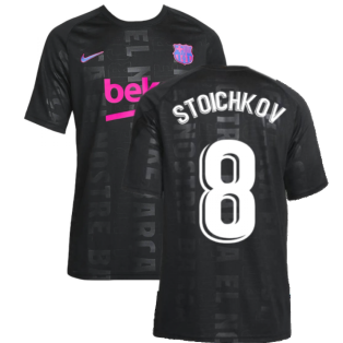 2021-2022 Barcelona CL Pre-Match Training Shirt (Black) - Kids (STOICHKOV 8)