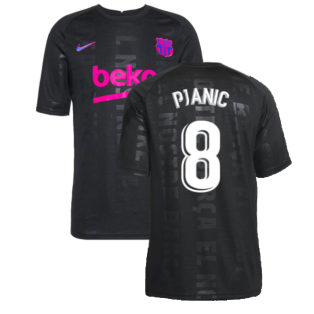 2021-2022 Barcelona CL Pre-Match Training Shirt (Black) (PJANIC 8)