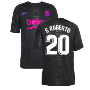 2021-2022 Barcelona CL Pre-Match Training Shirt (Black) (S ROBERTO 20)