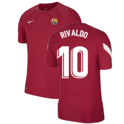 2021-2022 Barcelona Elite Training Shirt (Red) (RIVALDO 10)